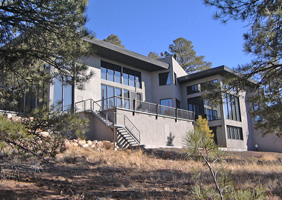 Exterior shot of contemporary home by Harmony Builders